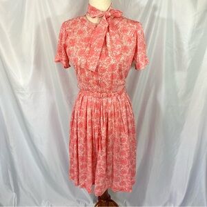 Vintage 60’s Shelton Strollers Pink Day Dress Size Medium Short Sleeve Shirt